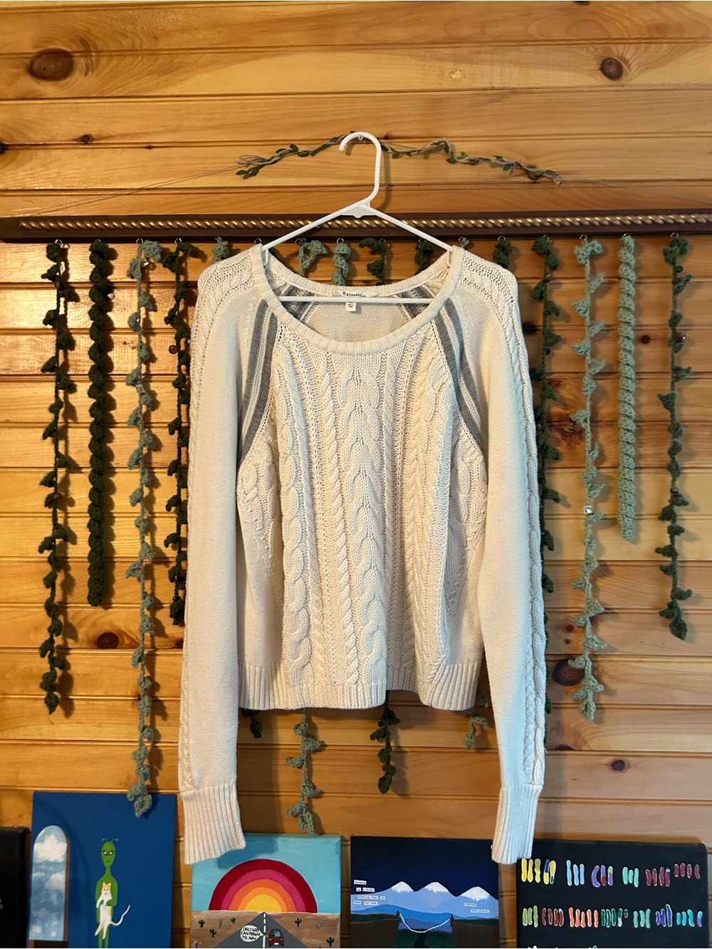 Cream Cable Knit Athleta Sweater